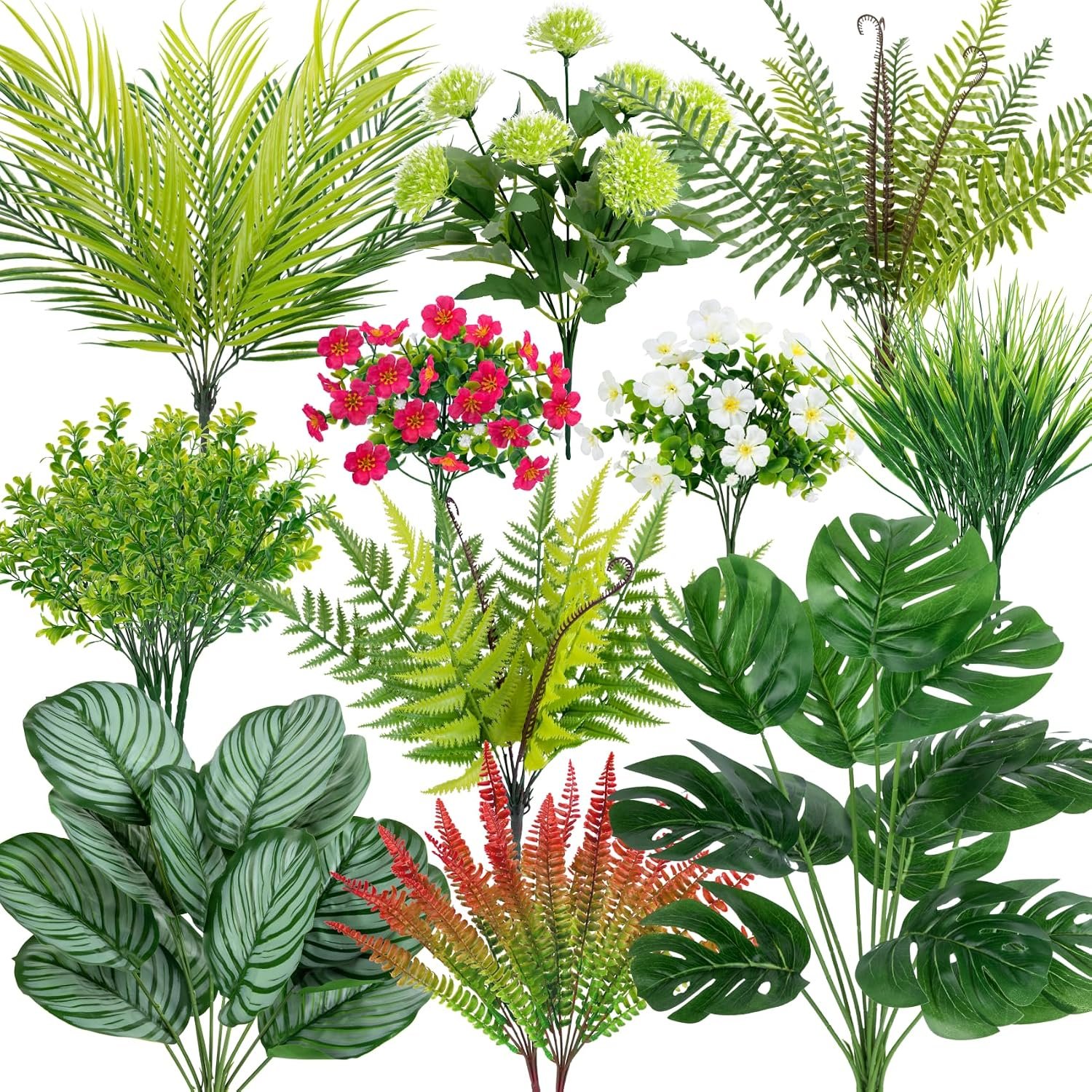 Artificial Eucalyptus/Monstera/Palm/Banana leaves/Green dill/Taro leaf Plants (Stems/Branches) - Image 6