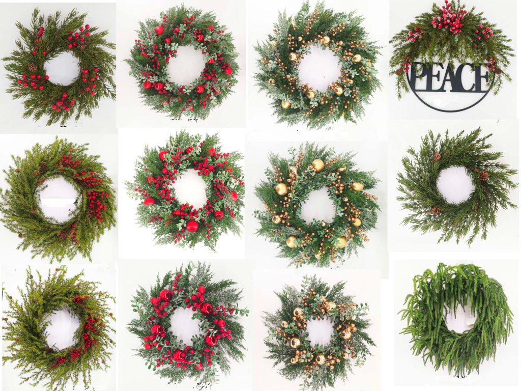 Artificial XMAS  Wreaths · Garlands · Glitter Spray